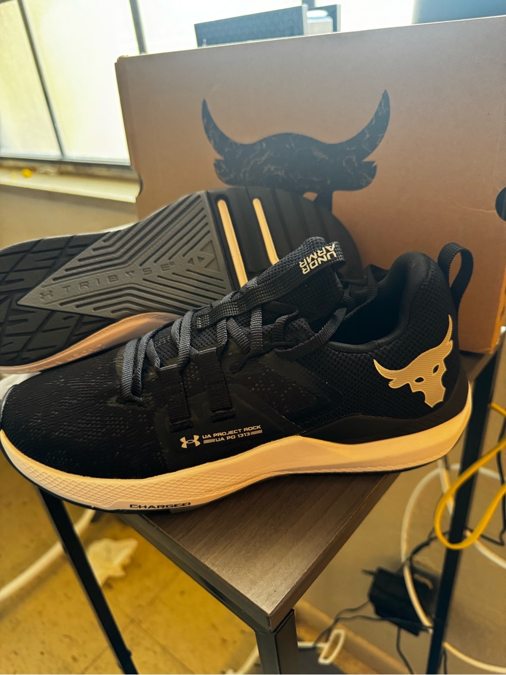 Under Armour Project Rock Black and Gold Athletic Shoes